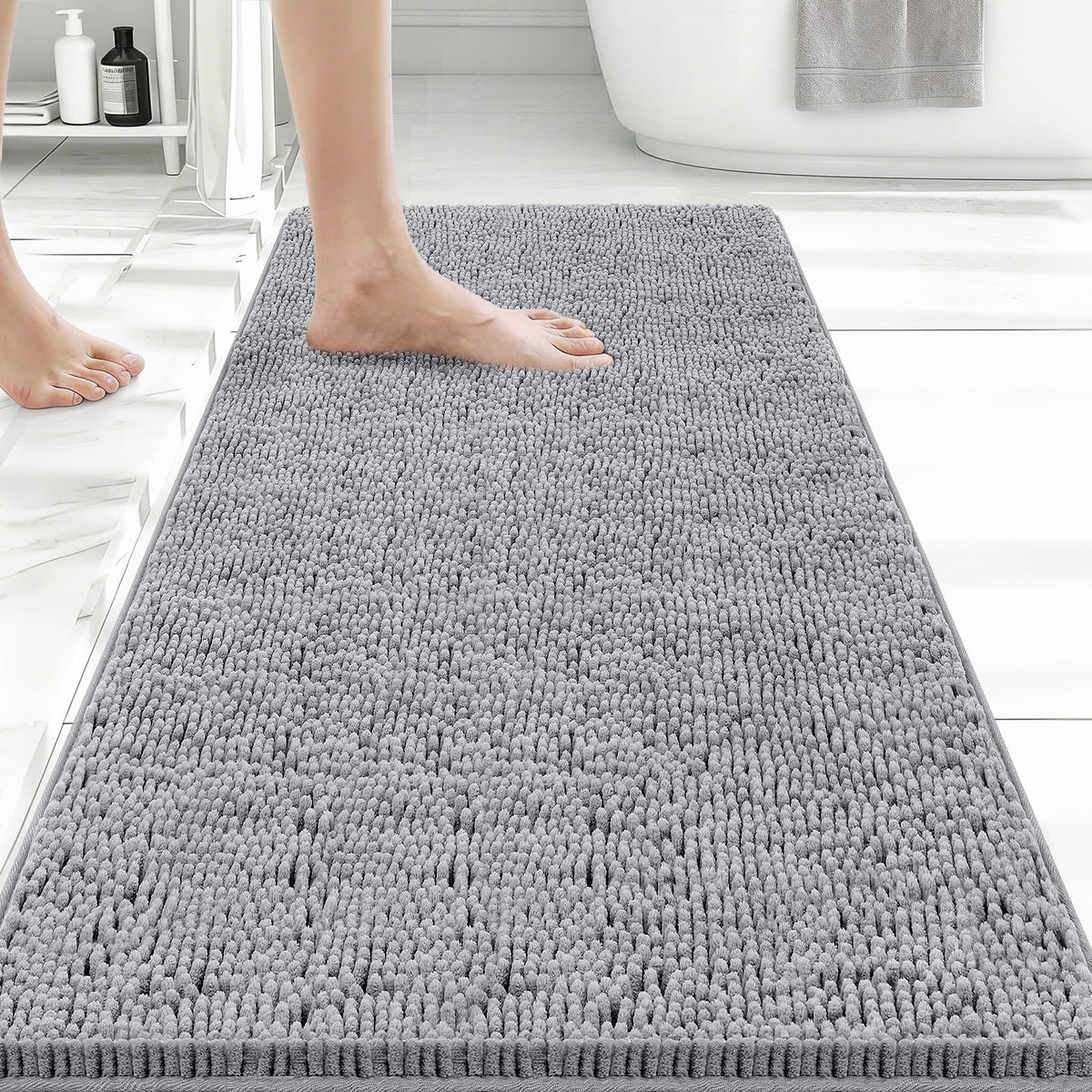 Bcoimo Small Bath Rug Mat,24x17 Extra Soft Chenille Lavender Bathroom Mats
