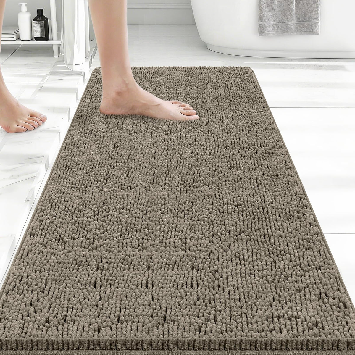 Bcoimo Small Bath Rug Mat,24x17 Extra Soft Chenille Lavender Bathroom Mats