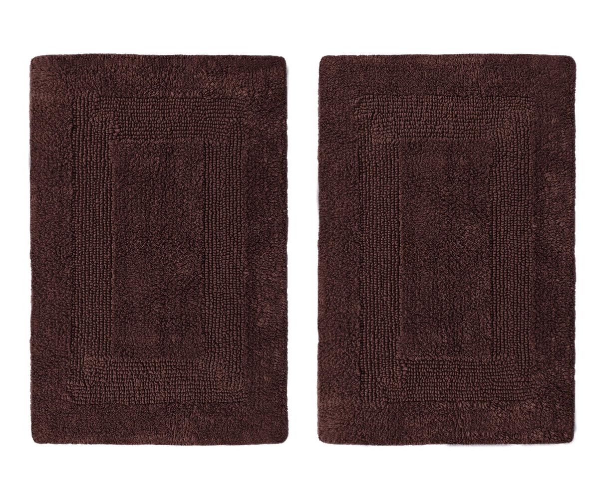 COTTON CRAFT 2 Pack Reversible Bath Mat Rug - Soft Plush -17x24- Azure Blue