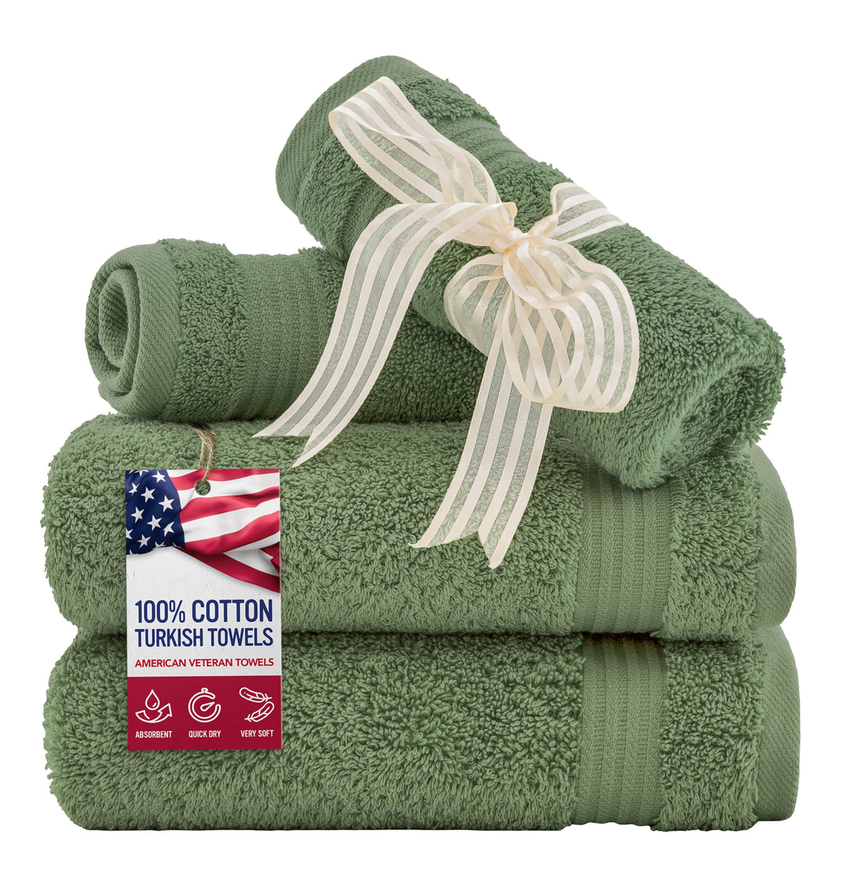 American Veteran Towel, Hand Towels for Bathroom Set of 4, 100% Cotton Turkish Hand Towel Sets, Soft Hand Face Towels, Navy Blue Hand Towels