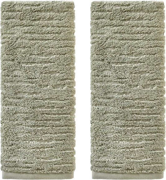 SKL Home CloudSoft Hand Towel Set, 2-Piece, 100% Cotton Luxury, Sage