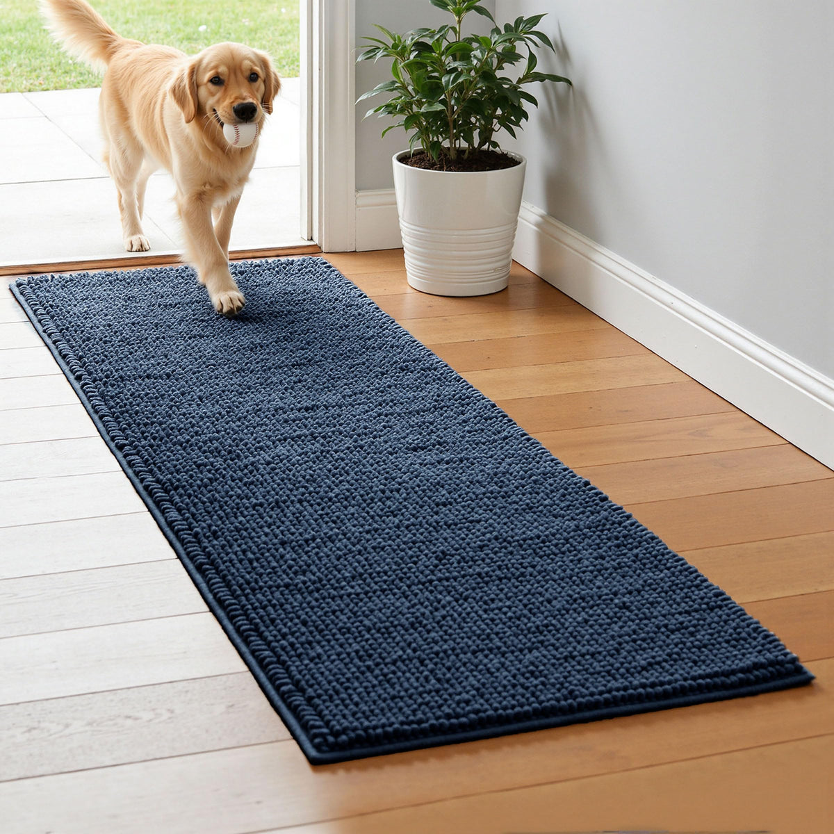 SUBRTEX Bathroom Rugs, 20" x 32" Chenille Bath Rug Soft Short Plush Bath Mat Soft Shower Mat Water Absorbent Shower Mat Quick Dry Machine Washable, Gray