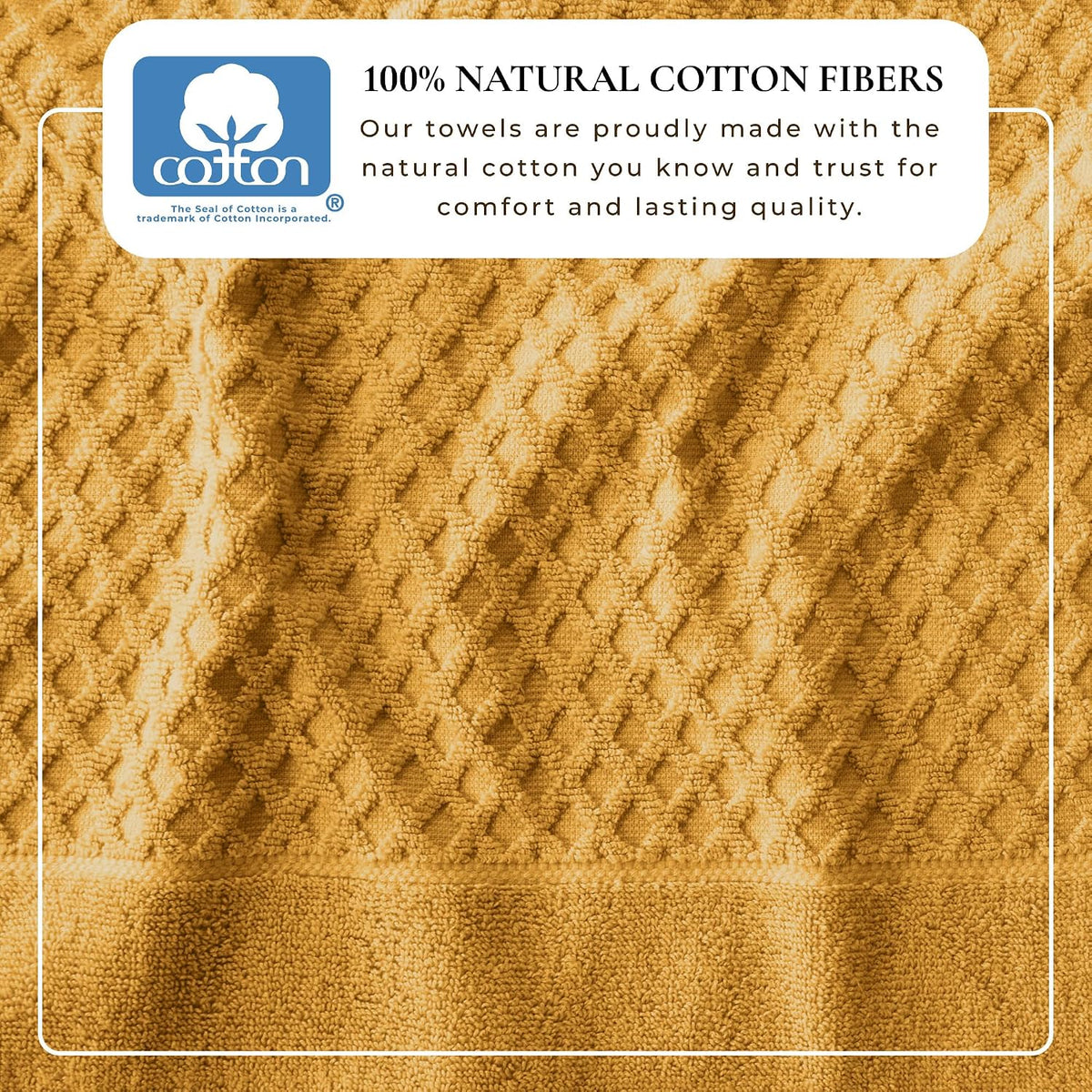 Great Bay Home Bath Towels - 100% Cotton 6 Piece Towel Set - Diamond Waffle Weave - Absorbent, Durable, Quick-Dry Towels for Bathroom (Marigold)