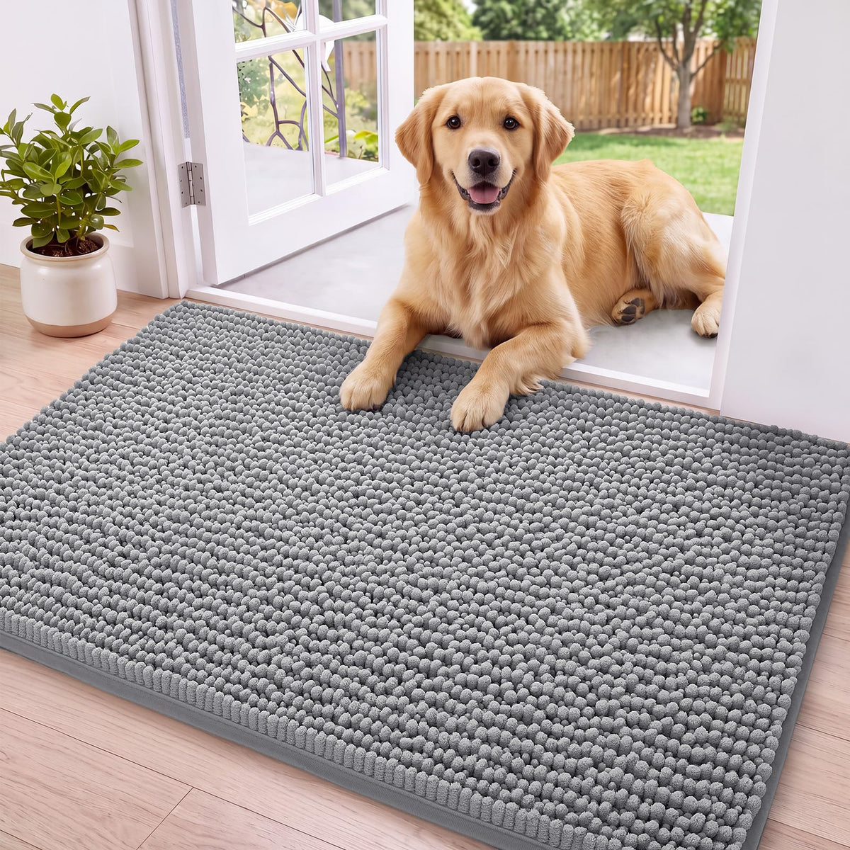 Ophanie Grey Bathroom Rugs 30x20, Soft Chenille Bath Mat, Non Slip Absorbent Quick Dry Light Gray Mats, Machine Washable Thick Small Area Rug Sets,Grip Bathmat for Shower,Toilet,Sink and Indoor Floor