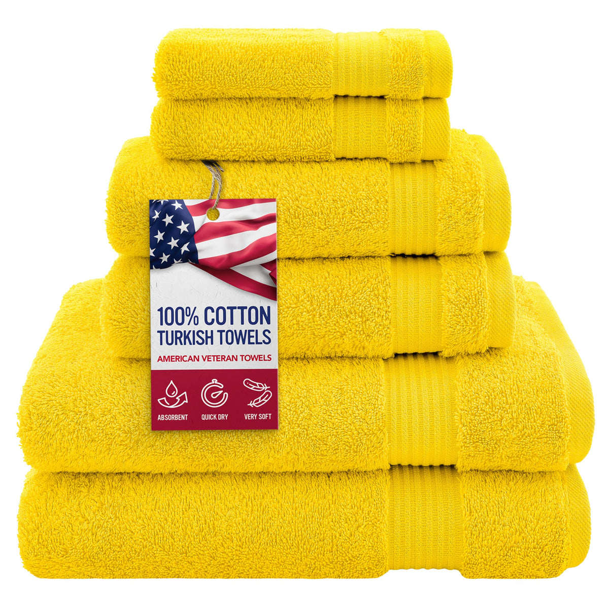 American Veteran Towel, Hand Towels for Bathroom Set of 4, 100% Cotton Turkish Hand Towel Sets, Soft Hand Face Towels, Navy Blue Hand Towels