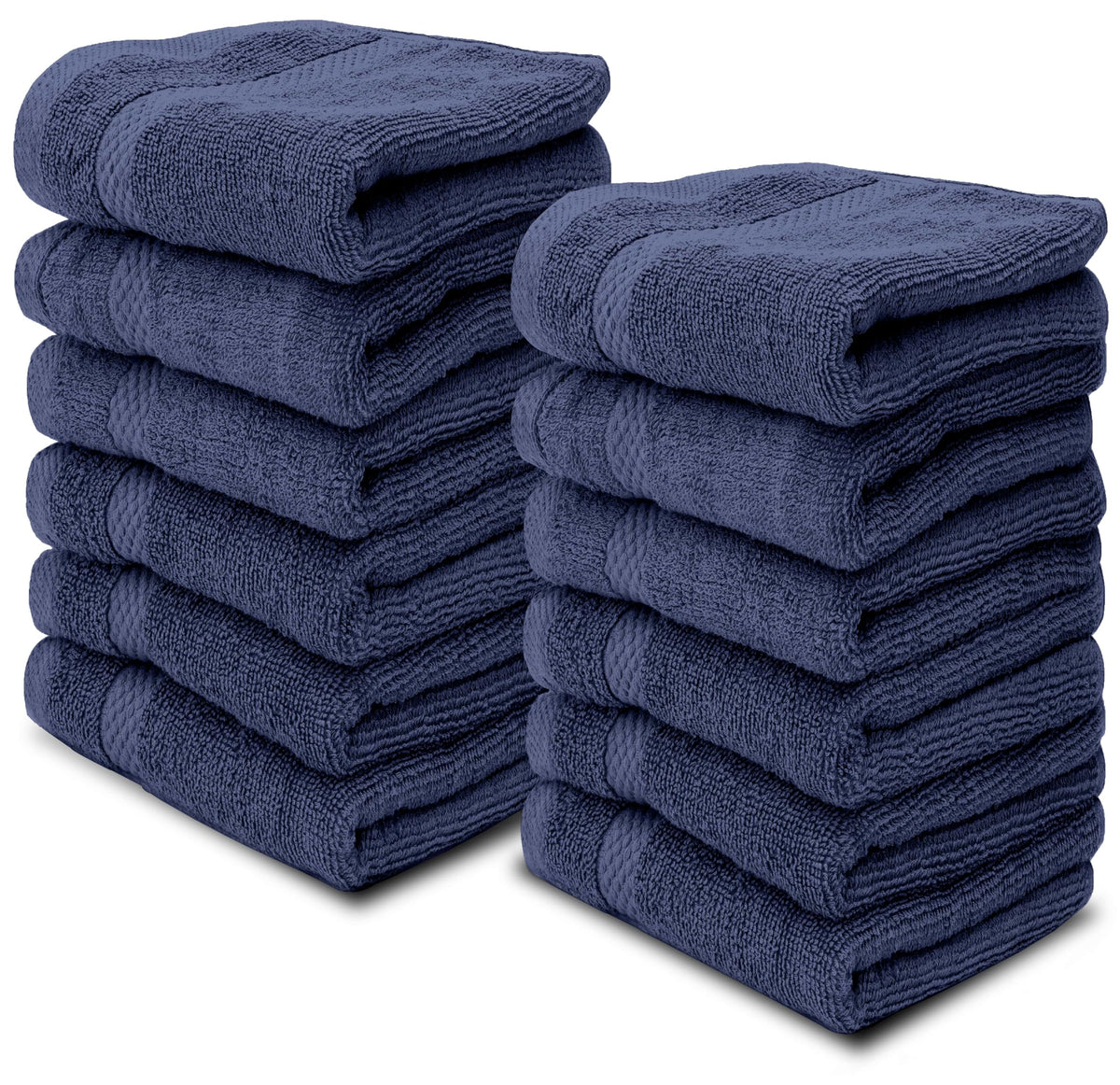 White Classic Luxury Ivory Washcloths 12 Pack - 13x13, 100% Turkish Cotton