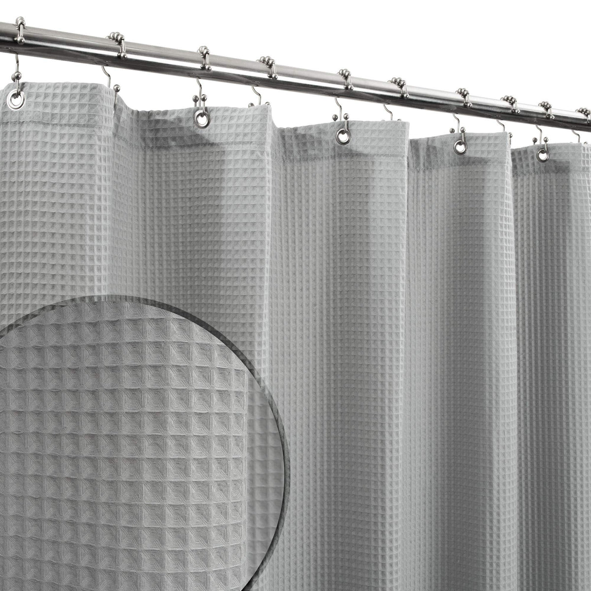 Barossa Design Waffle Weave Shower Curtain Fabric White, 72x72