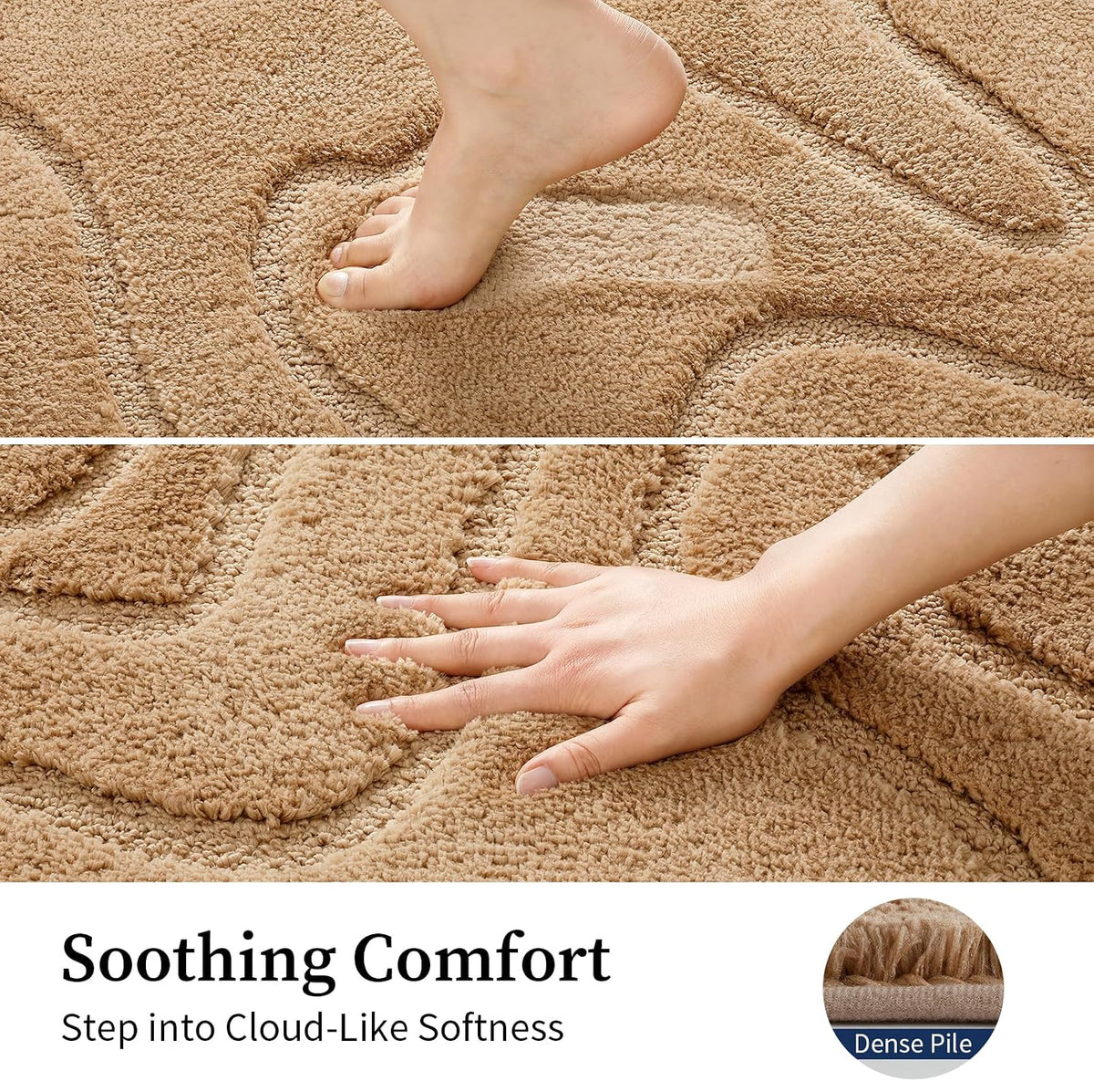 YIHOUSE Soft Bathroom Rugs 24" x 36", Non-Slip Absorbent Bath Mat, Beige