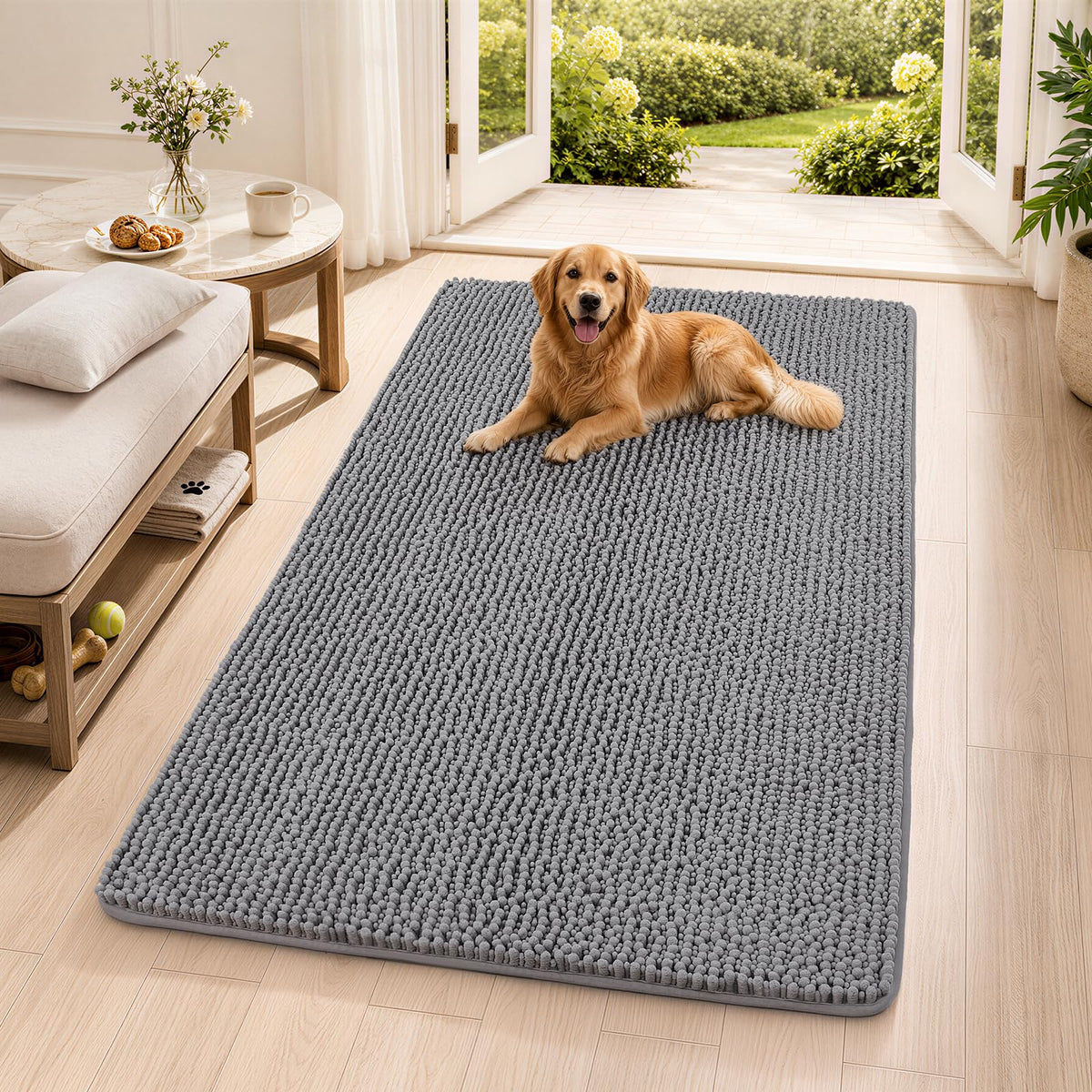Ophanie Grey Bathroom Rugs 30x20, Soft Chenille Bath Mat, Non Slip Absorbent Quick Dry Light Gray Mats, Machine Washable Thick Small Area Rug Sets,Grip Bathmat for Shower,Toilet,Sink and Indoor Floor