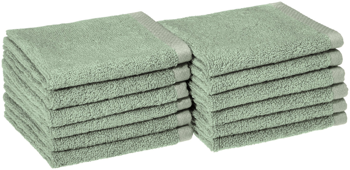 Amazon Basics Lightweight Quick-Dry Hand Towels, 100% Cotton, 28" x 16", Seafoam Green, 8-Pack