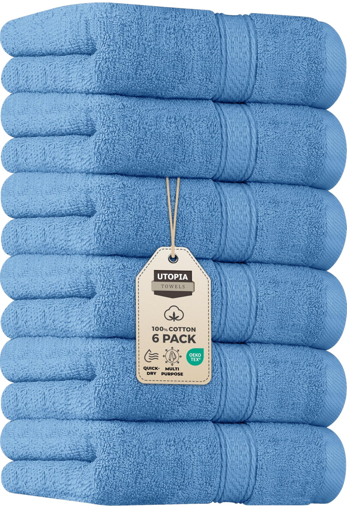 Utopia Towels 6 Pack Premium Hand Towels, 16x28 in, 600 GSM Cotton, White