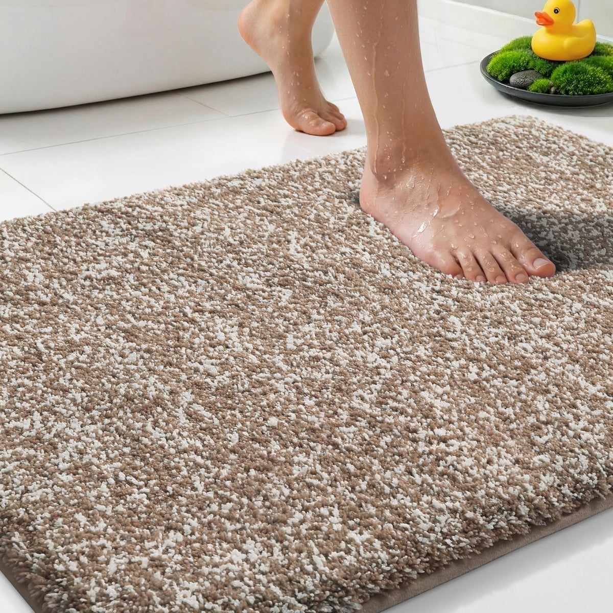 Yimobra Non Slip Machine Washable Bathroom Rug 32x20 Light Blue and White