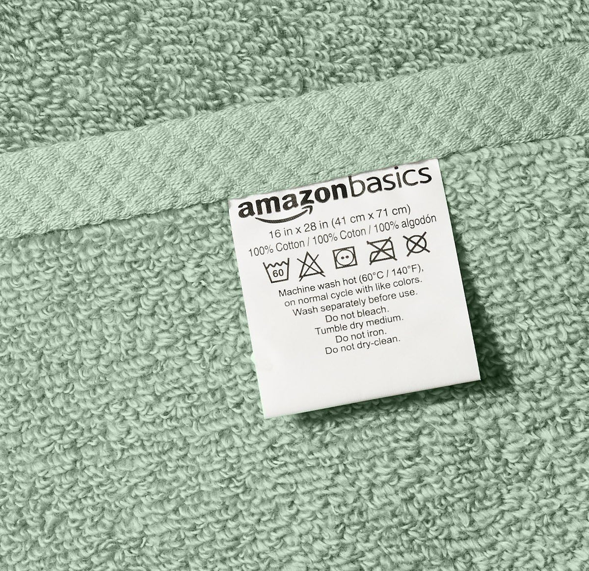Amazon Basics Lightweight Quick-Dry Hand Towels, 100% Cotton, 28" x 16", Seafoam Green, 8-Pack