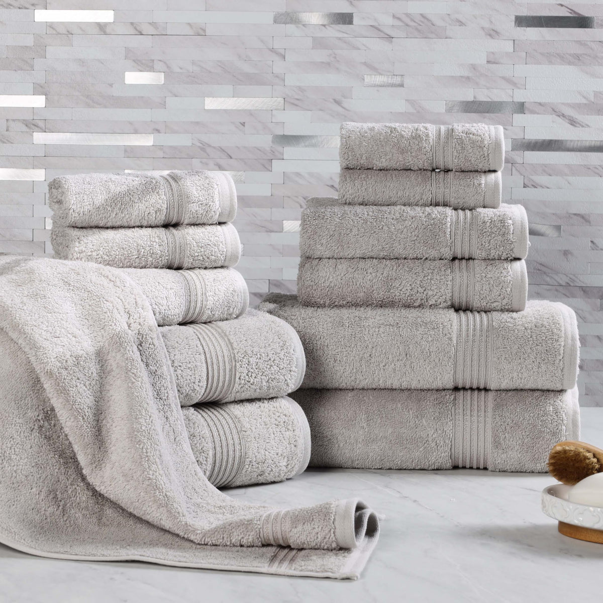 Superior Egyptian Cotton 6-Piece Towel Set, Bathroom Essentials, Towels For Bathroom, Apartment, Airbnb, Guest Bath, Face, Hand, Bath Towels, Washcloths, Absorbent, Fast Drying, Sage