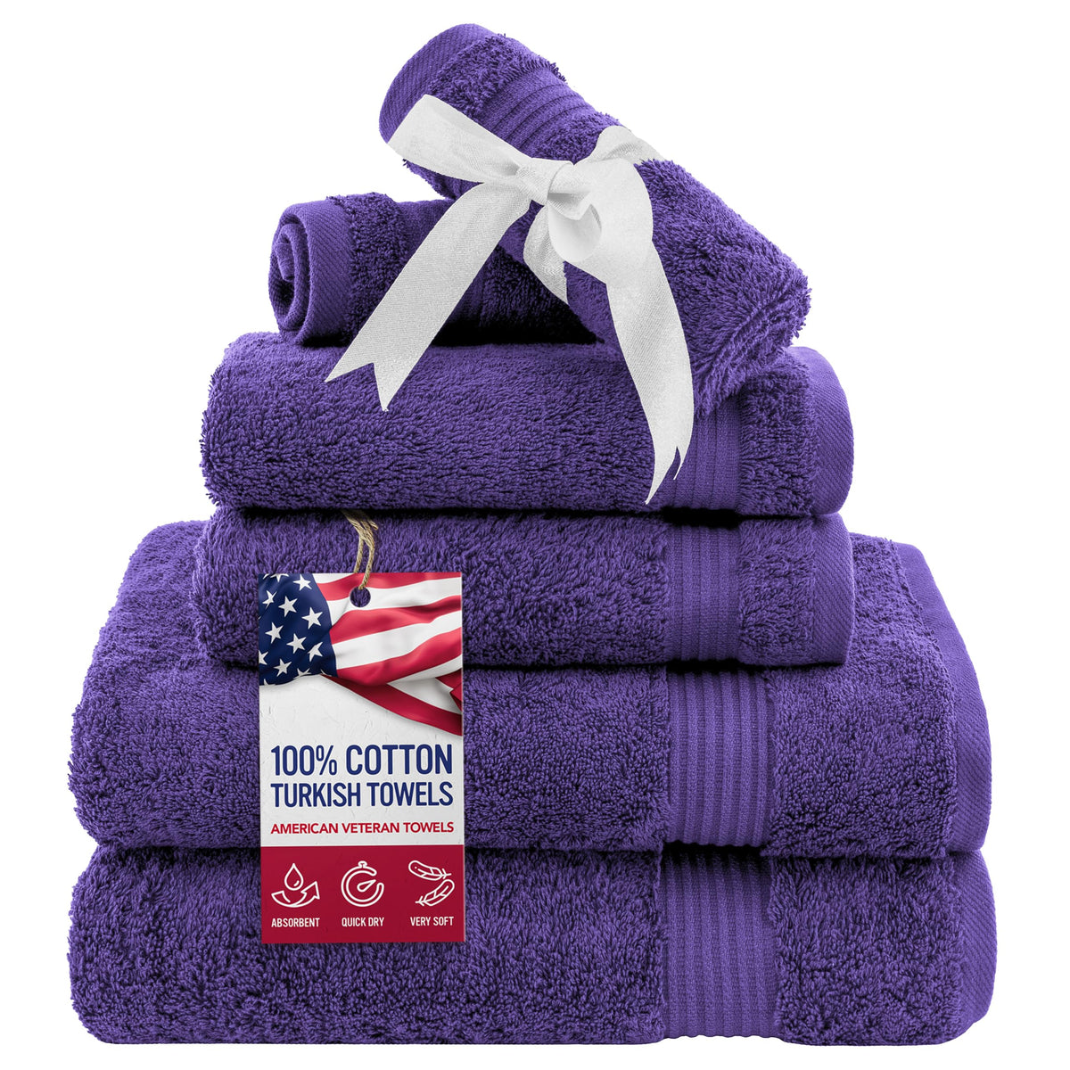 American Veteran Towel, Hand Towels for Bathroom Set of 4, 100% Cotton Turkish Hand Towel Sets, Soft Hand Face Towels, Navy Blue Hand Towels