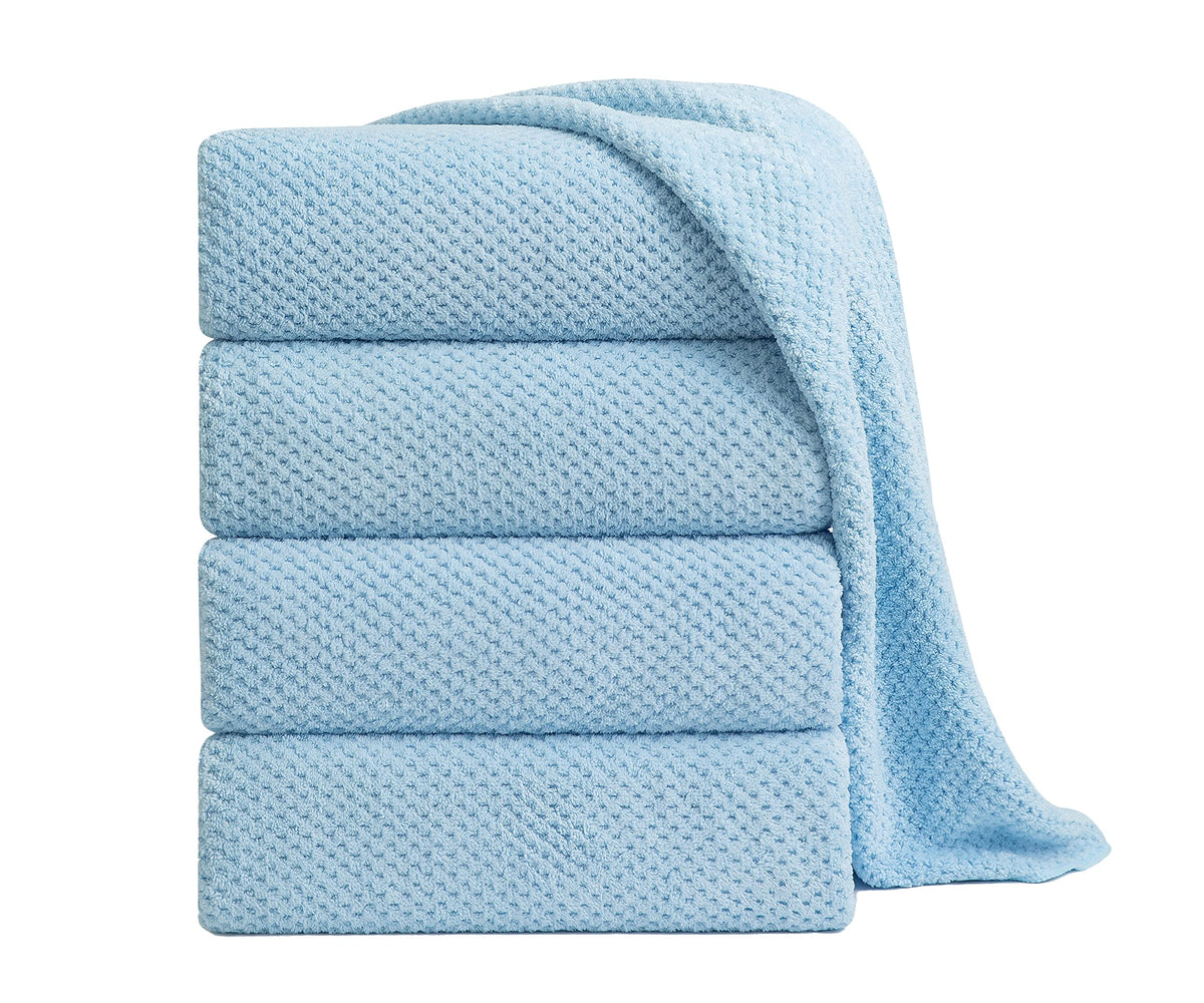 8-Piece Bath Towel Set, 2 Extra Large Bath Towel Sheets, 2 Hand Towels and 4 Washcloths - Highly Absorbent Quick Dry Polyester,Ultra Soft Towel Set for Bathroom, Waffle Weave Design, Pack of 8, Green