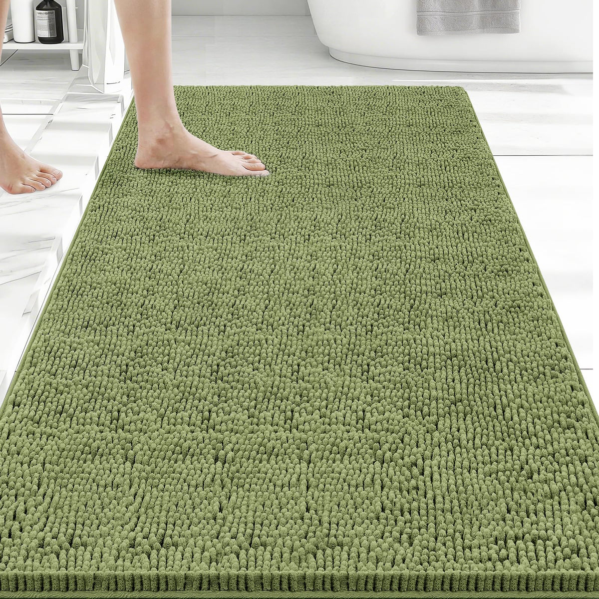 Bcoimo Small Bath Rug Mat,24x17 Extra Soft Chenille Lavender Bathroom Mats