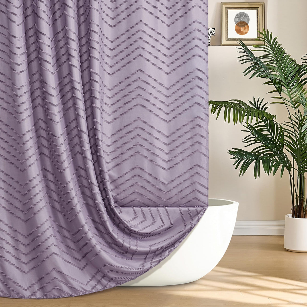 Siiluminisoy Boho Shower Curtain with Tassel Woven Fabric Olive Green Shower Curtain 72 x 72 Modern Farmhouse Textured Tufted Chevron Striped Minimalist Bathroom Shower Curtains