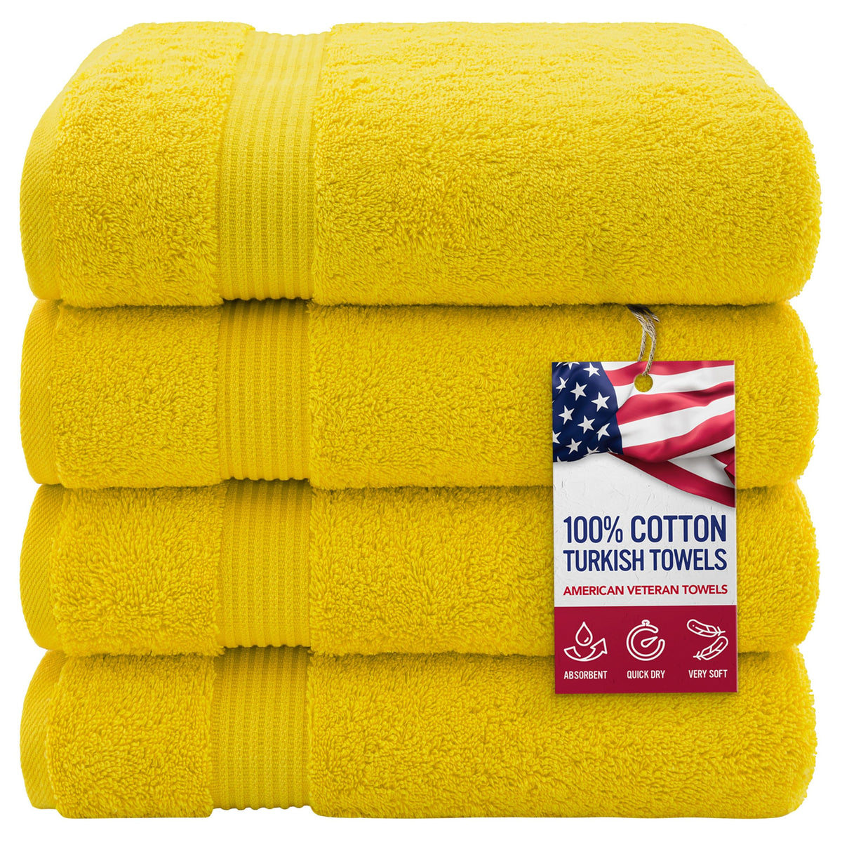 American Veteran Towel, Hand Towels for Bathroom Set of 4, 100% Cotton Turkish Hand Towel Sets, Soft Hand Face Towels, Navy Blue Hand Towels