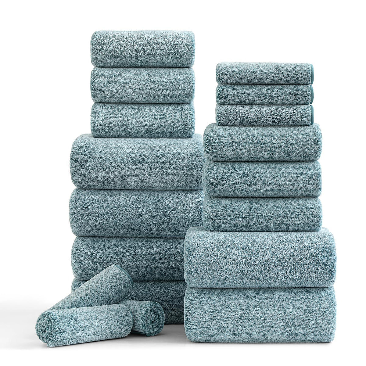 18 Piece Bath Towels Set,100% Microfiber Family Bathroom Towel with Hanging Loops-6 Bath Towels,6 Hand Towels,6 Washcloths,Quick Dry Highly Absorbent Shower Towel for Bathroom,Hotel,Spa-Dark Purple