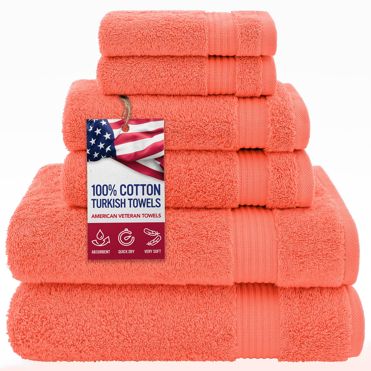 American Veteran Towel, Hand Towels for Bathroom Set of 4, 100% Cotton Turkish Hand Towel Sets, Soft Hand Face Towels, Navy Blue Hand Towels