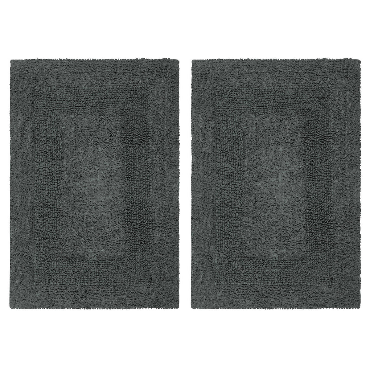 COTTON CRAFT 2 Pack Reversible Bath Mat Rug - Soft Plush -17x24- Azure Blue
