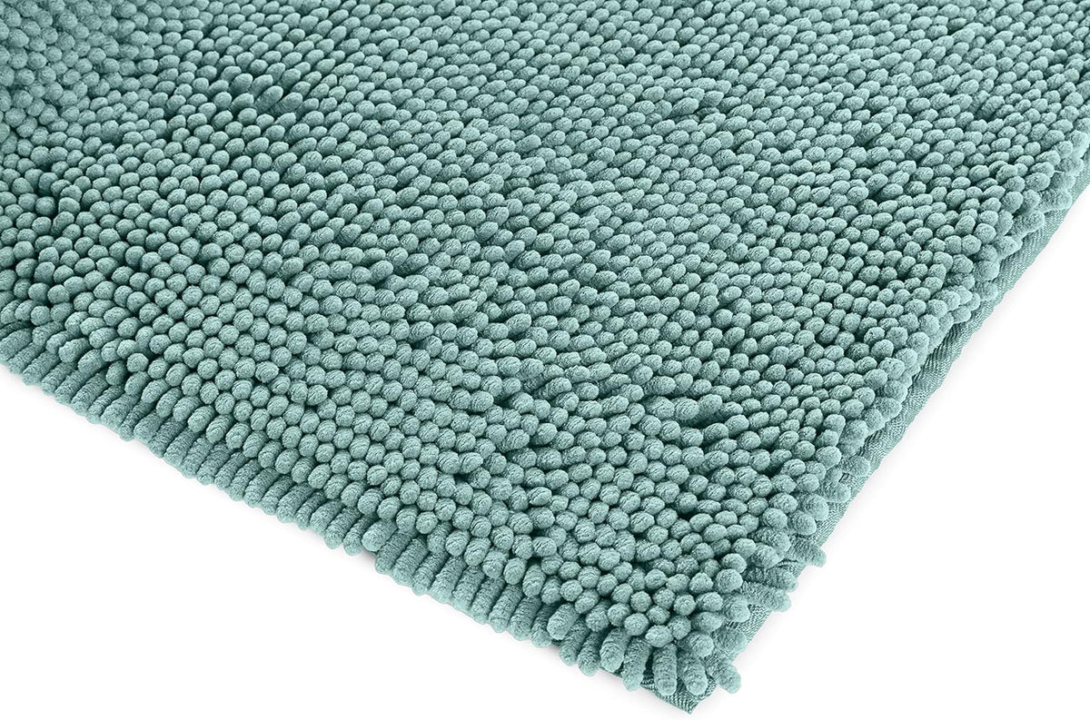 Amazon Basics Bathroom Rugs, Extra Soft Absorbent Shag Bath Rugs, Non-Slip Backing, Quick Drying, Machine Washable, Plush Comfort for Bathroom Floor, Tub and Shower, 21" x 34", Seafoam Green