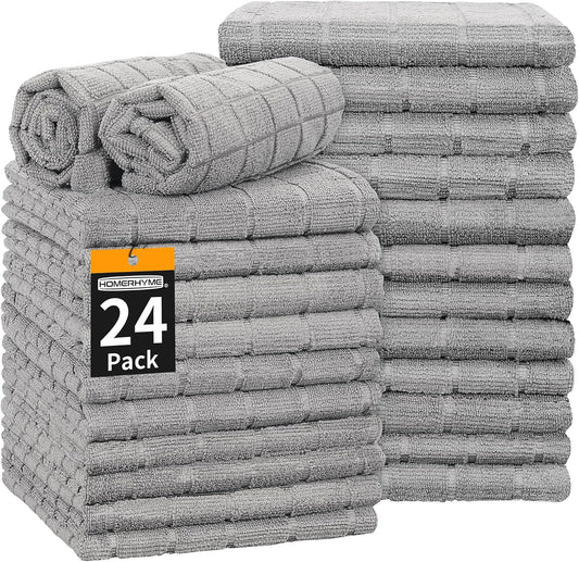 Hand Towels for Bathroom, 24 Pack 25''*15'' Microfiber Grey Bath Hand Towels, Quick Dry Lint Free Soft Absorbent Bulk Washcloths Decorative Fingertip Towels for Hotel Travel Kitchen
